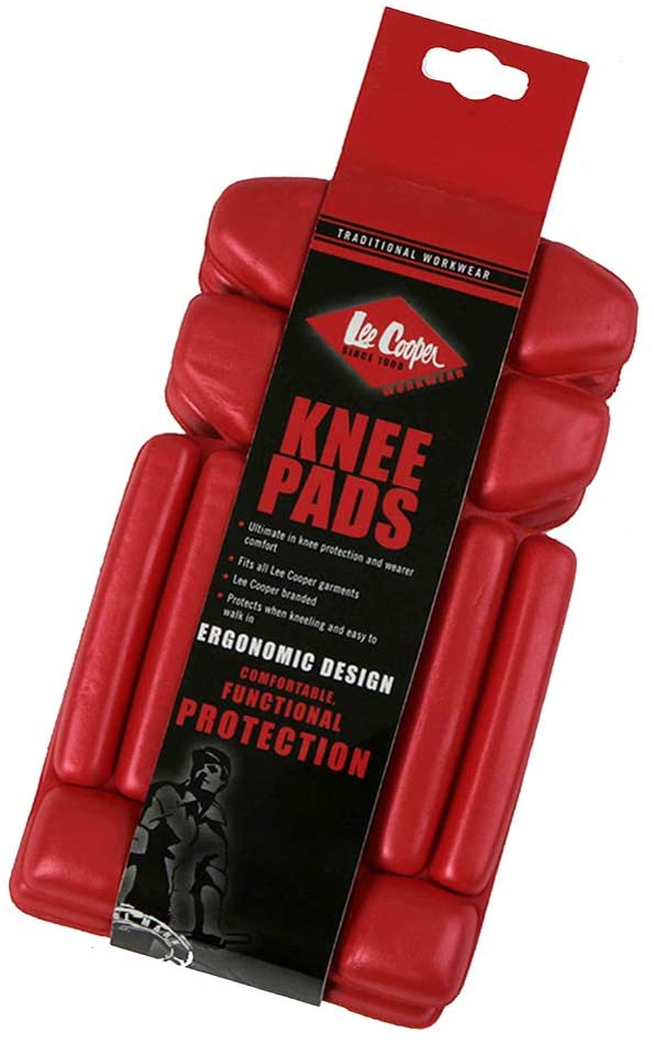 Lee Cooper LCKP002 Men's Ergonomic Strong Flexible Work Safety Knee Pads Inserts 1-Pair, Red, One Size