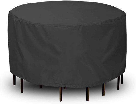 Chusstang Garden Furniture Covers Waterproof, Patio Furniture Table Covers Outdoor Round Table Cover Patio Furniture Cover 420D Heavy Duty Protection Windproof Anti-UV Circular Table Cover (Ø180x90cm)