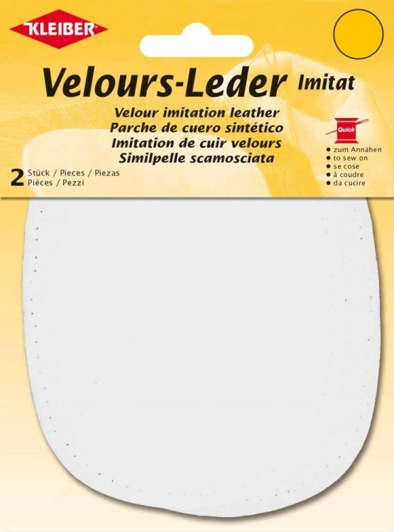 Kleiber Imitation Suede Leather Sew on Knee/Elbow Patches – Oval-12.5cm x 10cm-White
