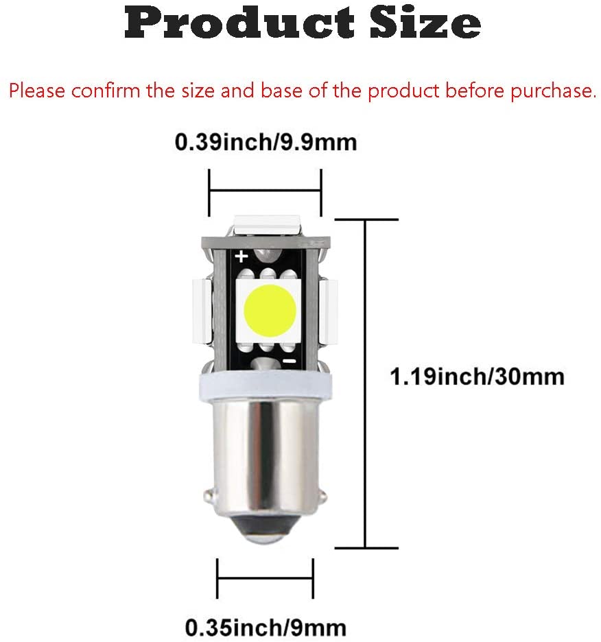 Defvnsy T4W BA9S 53 LED Bulb, 12V White T11 53 57 Bulbs Single Contact Bayonet - Image 3