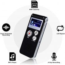 Mini Voice Recorder for Lectures Meetings&Class -KINOEE 8GB Digital Activate Audio Tape Recording Device with Double Sensitive Microphone&MP3 Playback (Black)