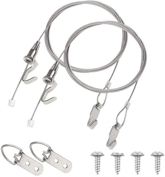Heavy Duty Picture Hanging Kit Hold Up to 40 KG 2 Pack Mirror Hanging Kit Include Picture Frame Hanging Wire Stainless Steel 2 m with Adjustable Hook and Rail Moulding Hook