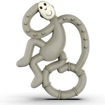 Matchstick Monkey, Mini Teething Toy for Baby, Stimulates and Massages Sore Gums, 3 Months Old+, Grey
