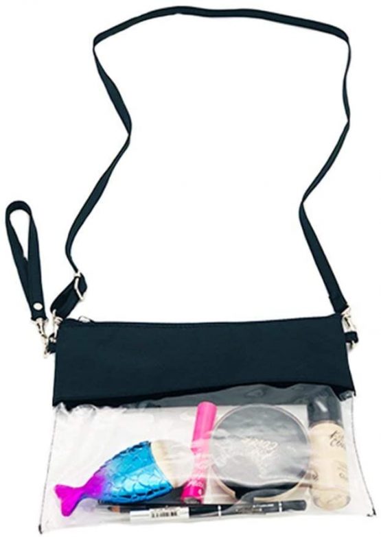 CAREOR Clear Tote Bag - Adjustable Cross-Body Strap Bag, NFL Approved Clear Vinyl Bag Gameday Crossbody Purse Bag with Zipper Closure for Work School Sports Games (Purple) - Image 2