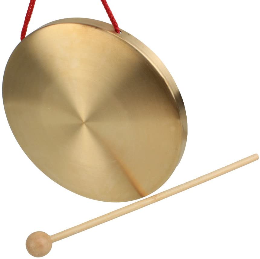 Yibuy 150mm Brass Instruments Copper Cymbals Opera Gong with Round Play Hammer Drumstick - Image 2