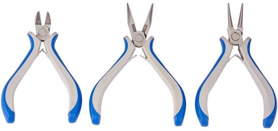 PandaHall 1 Set 3 pcs Jewelry Pliers Sets, Round Nose, Side Cutting Pliers and Wire Cutters, Blue, 110-125x70mm - Image 2