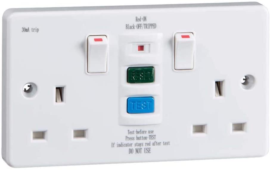Knightsbridge RCD9000 2G RCD Switched Socket, 13 A, White, 15.4 x 9.4 x 4.2 cm
