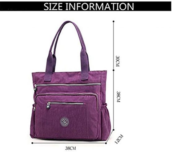 Fueerton Women's Casual Multi-Pocket Handbags Waterproof Nylon Top-Handle Bag Shoulder Bag Travel Purse - Image 3