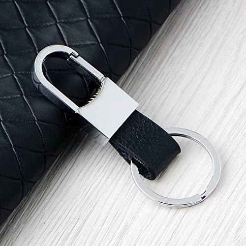 MYLB Clip on Belt Loops Pants Buckle Keyring Leather Keychains Car Key Chain Ring Key Holder, Black - Image 4