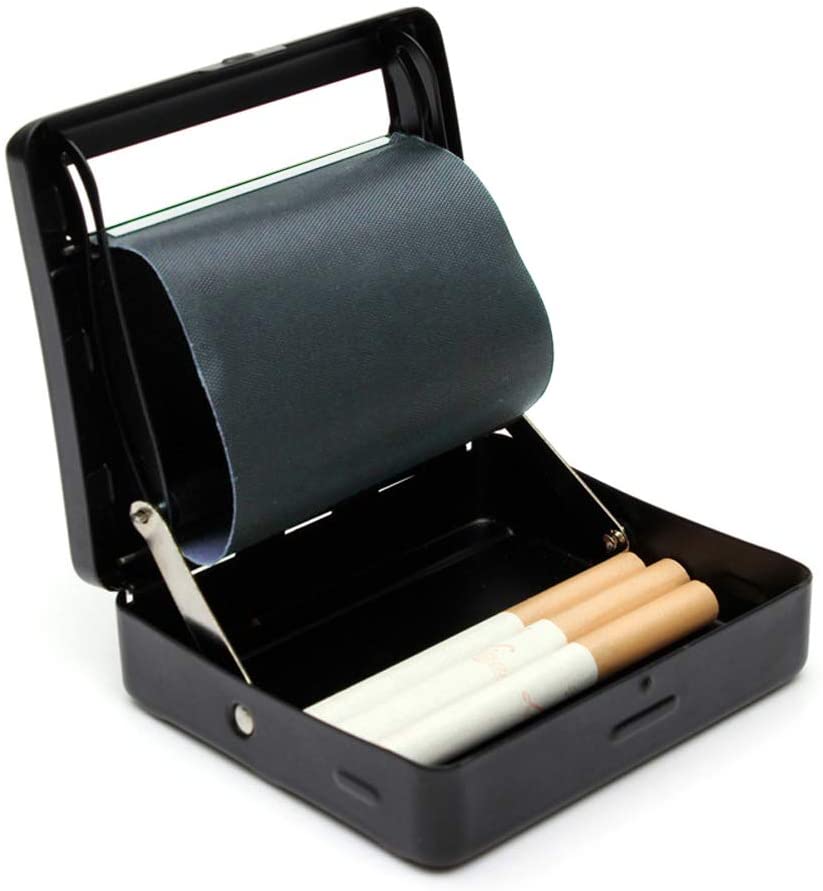 EKdirect Automatic Cigarette Rolling Machine 70mm Cigarette Portable Metal Box for Cigarette Rolling, Black