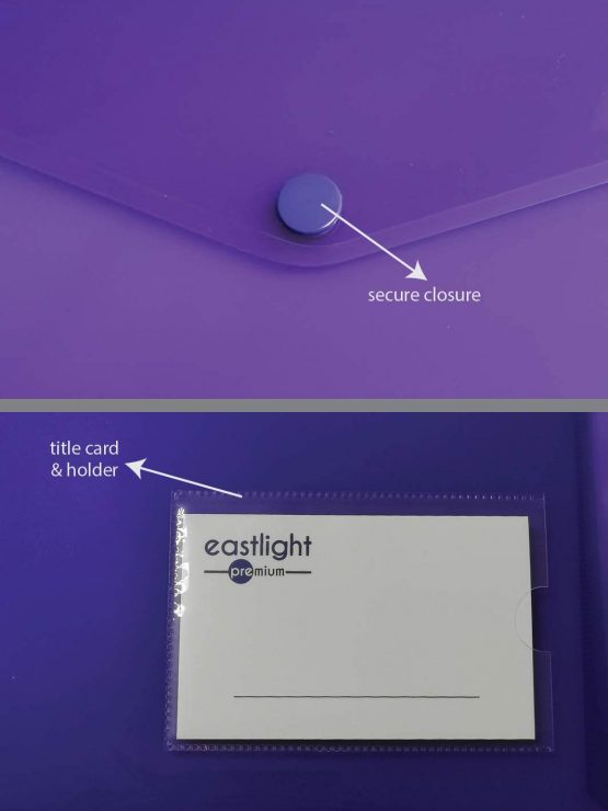 Eastlight A4 Plastic Popper Document Folder Wallet with Pocket Assorted Colours Pack of 18 - Image 3