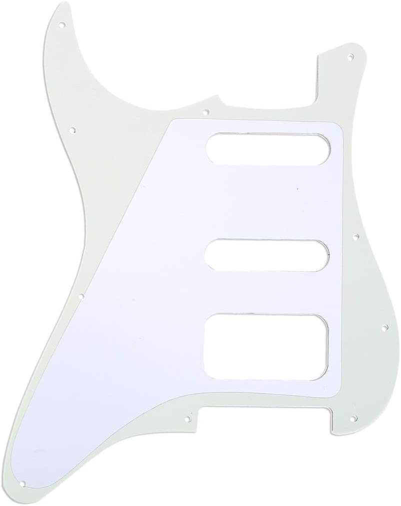 Musiclily Pro 11-Hole Round Corner HSS Guitar Strat Pickguard for USA/Mexican Stratocaster Open Pickup, 3Ply Ivory - Image 2