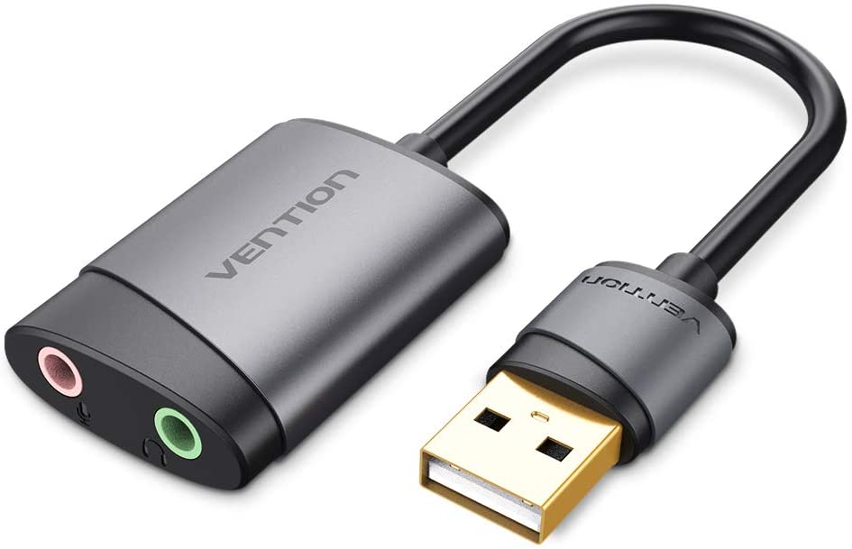 VENTION USB Sound Card - 3.5mm Jack Audio Adapter with TRS Mic Support - Compatible with PC, Laptop, Headset, PS5/4, Mac and More