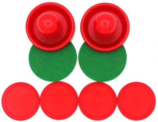 SUNREEK Air Hockey Pushers Set of 2 and 4 Red Pucks (Red) - Image 2