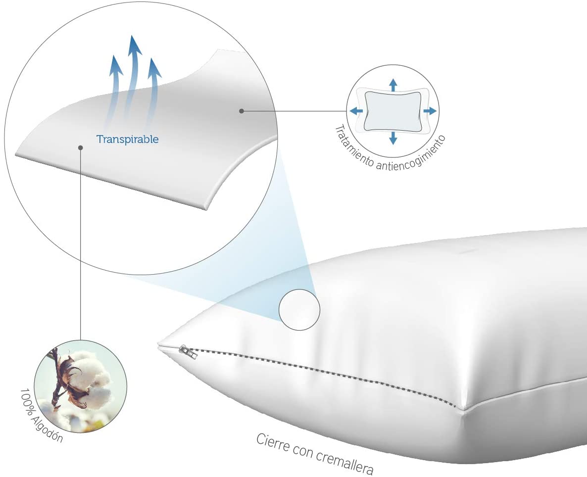 Pikolin Home - Ticking Pillowcase - 100% Cotton, white, 40 x 105 cm - Image 3