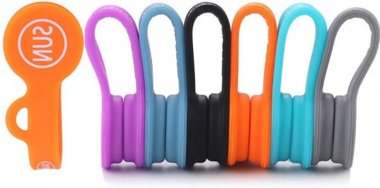 SUNFICON Magnetic Cable Clips Headphone Cable Organisers Earbuds Cord Winder Manager Keeper Bookmark Whiteboard Noticeboard Fridge Magnets USB Cable Ties Straps Wire Holder Home Office School 6 Pack
