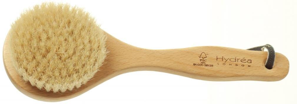 Hydrea London Dry Body Brush, Premium Exfoliating Dry Skin Brush with Natural Bristle, Short Handle