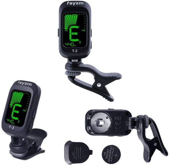 Rayzm Guitar Tuner, Clip-on Tuner for Chromatic/Guitar/Bass/Ukulele/Violin, Large Note Name on Clear LCD Screen for Easy Reading, Calibrated Pitch, Battery Included, Auto Power Off - Image 2