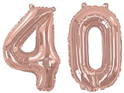Foil Balloons - Rose Gold - Number 40, Large