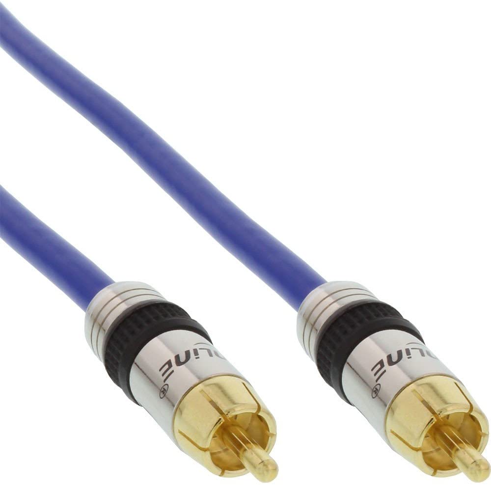 InLine RCA Cable Video/Digital Audio Gold-Plated Contacts 1x RCA Male/Male 5 m, Blue
