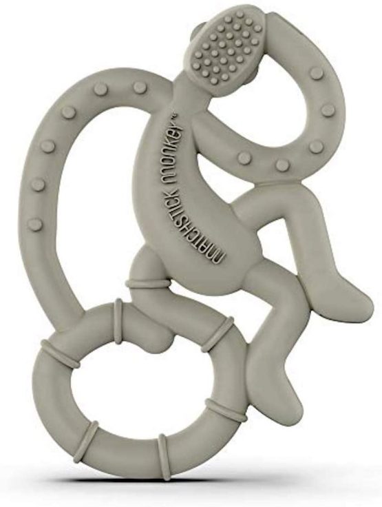 Matchstick Monkey, Mini Teething Toy for Baby, Stimulates and Massages Sore Gums, 3 Months Old+, Grey - Image 2