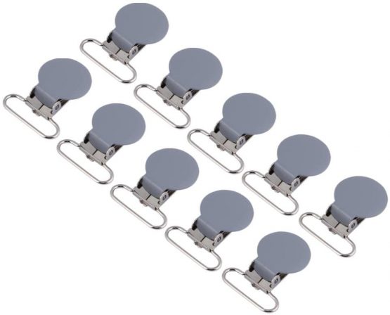 GLOGLOW Pacifier Clips, 10pcs Metal Round Suspender Snap Pacifier Strap Holder for DIY Making Leather Craft(Gray) - Image 2