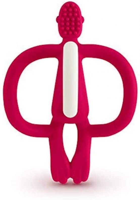Matchstick Monkey Teething Toy for Baby, Stimulates and Massages Sore Gums, 3 Months Old+, Rubine Red - Image 2