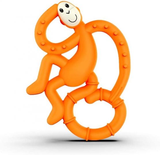 Matchstick Monkey, Mini Teething Toy for Baby, Stimulates and Massages Sore Gums, 3 Months Old+, Orange