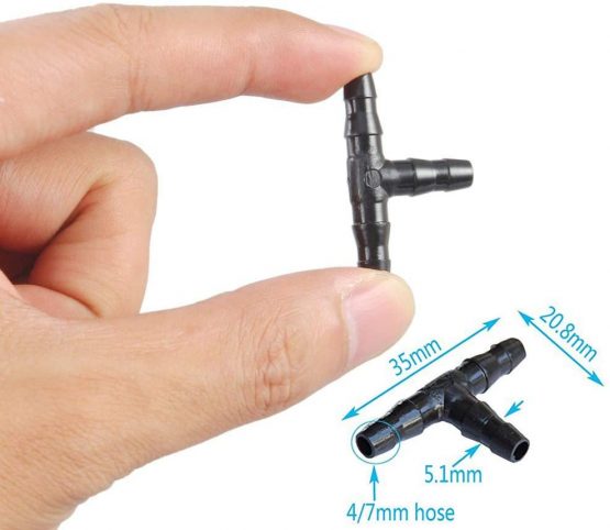 Kalolary 100pcs Barbed Connectors Drip Irrigation, 1/4" Universal Barbed Tee Pipe Joint, Fits 1/4" Drip Tubing Hose Watering Garden System - Image 4