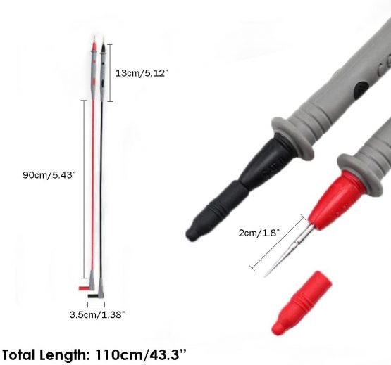 HUYU 2 PCS Multimeter Test Lead Kit, 110cm Professional Electronic Test Lead Cable & Φ0.28MM Extra Fine Test Probes, 4mm Banana Plug for Universal Multimeter Meter - Image 4