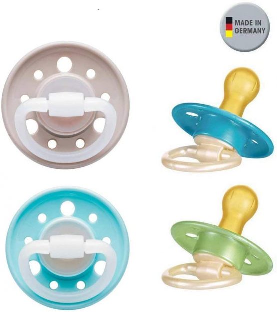 NIP Cherry Round Dummy Set of 4 Boy Size 1 0-6 Months Blue & Turquoise + Silver & Light Blue - Image 2