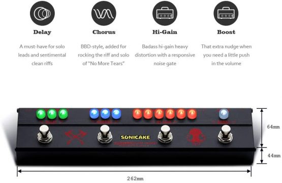 SONICAKE Guitar Multi Effects Pedal Heavy Metal HiGain Distortion Boost Chorus Delay Guitar Pedal Black Hammer - Image 2