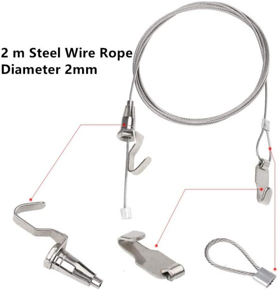 Heavy Duty Picture Hanging Kit Hold Up to 40 KG 2 Pack Mirror Hanging Kit Include Picture Frame Hanging Wire Stainless Steel 2 m with Adjustable Hook and Rail Moulding Hook - Image 2
