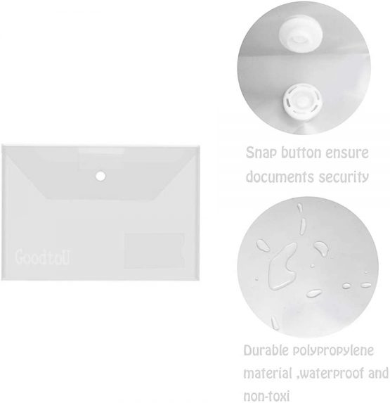 Clear Plastic Wallets A4-30 Pack Plastic Folders Document Wallets Files Popper Wallets with Pocket - Image 4