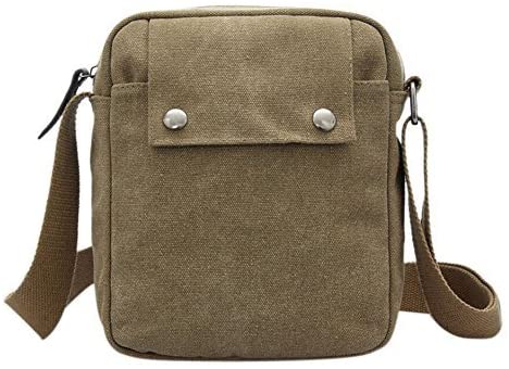 Multifunctional Phone Holder Money Key Pocket Side Traveling Bag Retro Canvas Crossbody Bag Durable Duffle Shoulder Tool Tote Bag,Khaki - Image 3