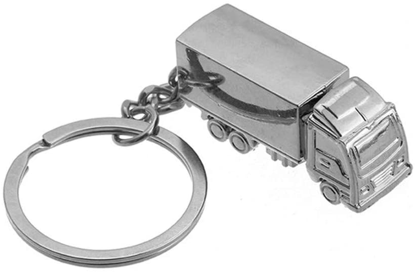 ODETOJOY Cute Truck Keyrings Lorry Key Racks Men Car Metal Key Ring Hoops Keyfob Silver 3D Keychains Creative Lovely Key Holders Finder (Truck)