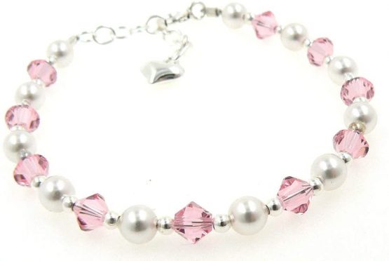 Children's Silver Bracelet with Crystals and Pearls - Image 4