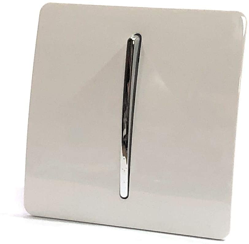 Trendi Switch 1 Gang 2 Way 10 Amp Rocker Chrome Light Switch in Glossy White, Gloss White - Image 2