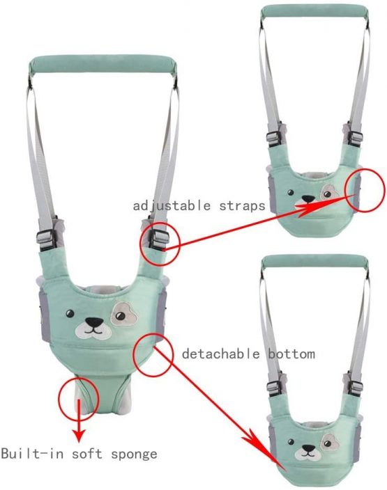 Felly Baby Walker Harness, Baby Walking Assistant Helper Kid Toddler Safe Walking Breathable Safety Belt for Children, Infant, Gift for Baby Shower, Adjustable (Green) - Image 4