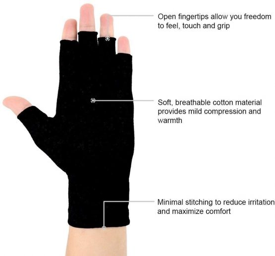 2 Pairs Arthritis Gloves, Compression Gloves Support and Warmth for Hands, Finger Joint, Relieve Pain from Rheumatoid Arthritis, Osteoarthritis, Carpal Tunnel, Tendonitis (Gray, Small) - Image 2
