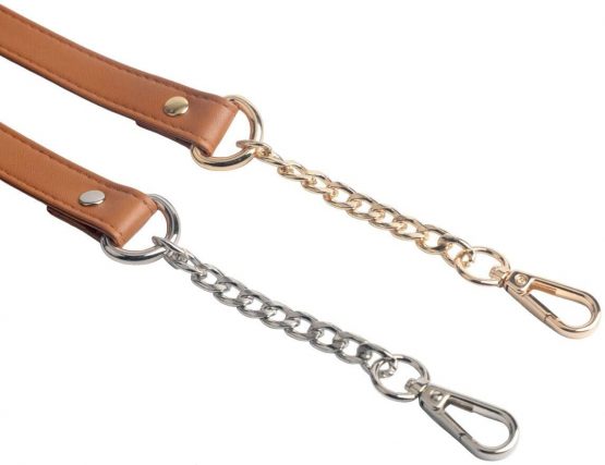 BEAULEGAN Handbag Chain Handles - Microfiber Leather - 60 cm Replacement Strap for Women Bag/Purse, Pack of 2 (Tan/Gold) - Image 3