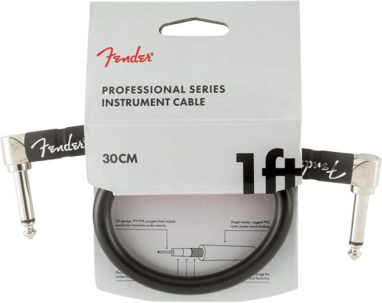 Fender 990820057 Professional Series Instrument Cable – 1 ft – ANG/ANG – Black