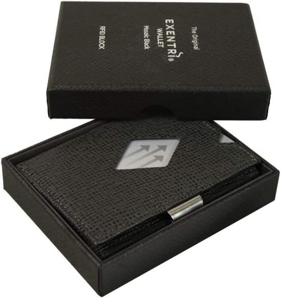EXENTRI Leather Trifold Wallet in Mosaic - RFID Blocking w/Stainless Steel Locking Clip - Image 4