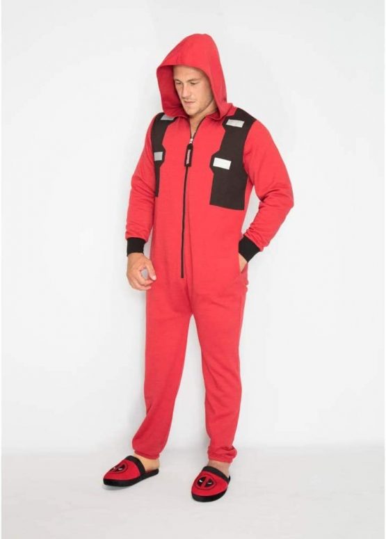 Marvel Deadpool Outfit Mens Jumpsuit, Red-black, Standard