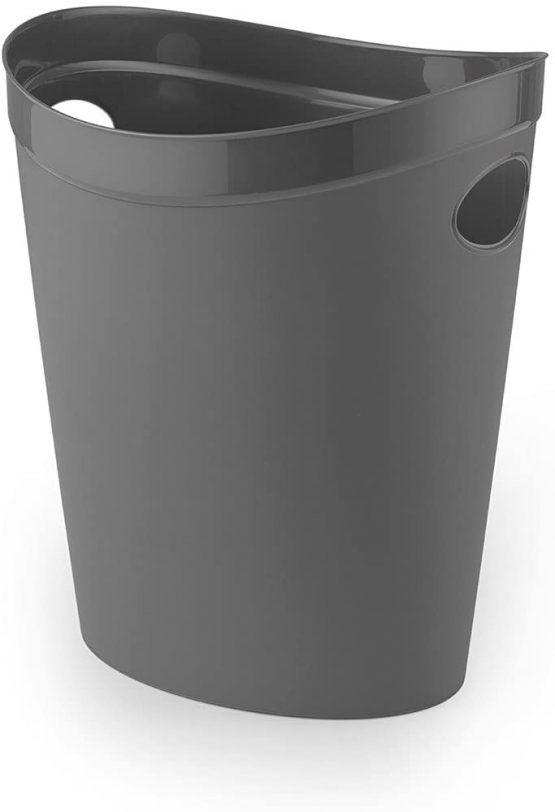 Addis 518039 Waste Paper Bathroom/Bedroom/Office Bin, Charcoal, 26 x 27 x 33 cm