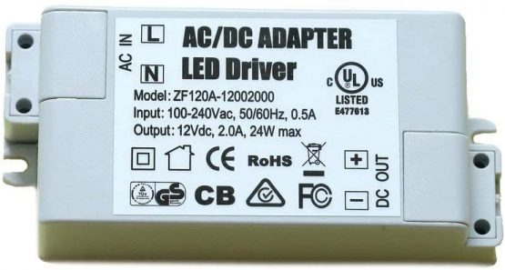 ADOGO® LED Transformer LED Power Supply- 24W, 12V DC, 2A - Constant Voltage for LED Strip Lights and G4, MR11, MR16 LED Light Bulbs