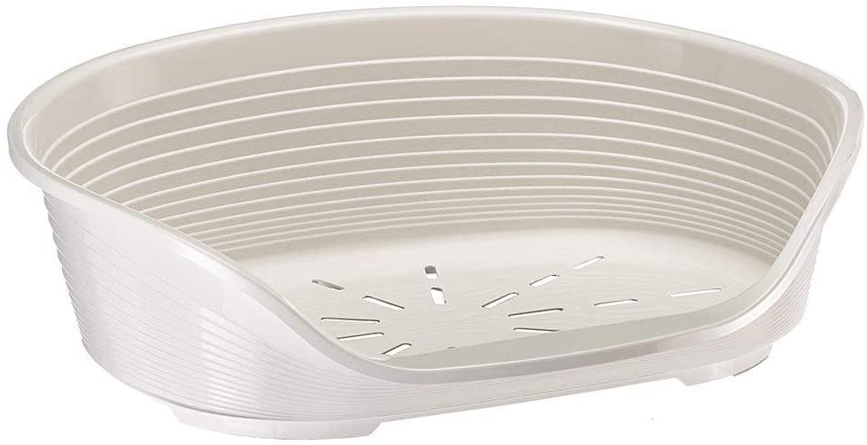 Ferplast Cat Bed, Plastic Dog Bed Medium, Ventilation Holes and Non-Slip Rubber Feet for Added Stability 70,5 x 52 x h. 23.5 cm. White
