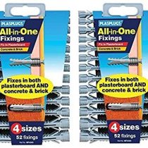 2 x Pack of 52 All in One Multi Purpose Multi Fix Use Assorted Size Wall Plugs Heavy Duty Raw Rawl Plug Fixings Brick Stone Cement Concrete Hollow Cavity Partitioning Drywall Professional Screw Fixing