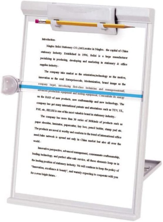 LBHMS Desktop Copy Holder Adjustable Foldable A4 Document Copyholders with Line Guide - Grey