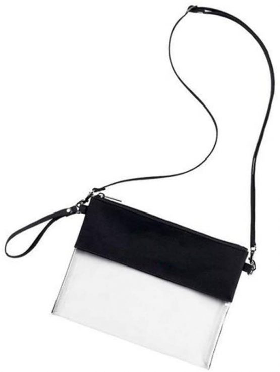 CAREOR Clear Tote Bag - Adjustable Cross-Body Strap Bag, NFL Approved Clear Vinyl Bag Gameday Crossbody Purse Bag with Zipper Closure for Work School Sports Games (Purple)